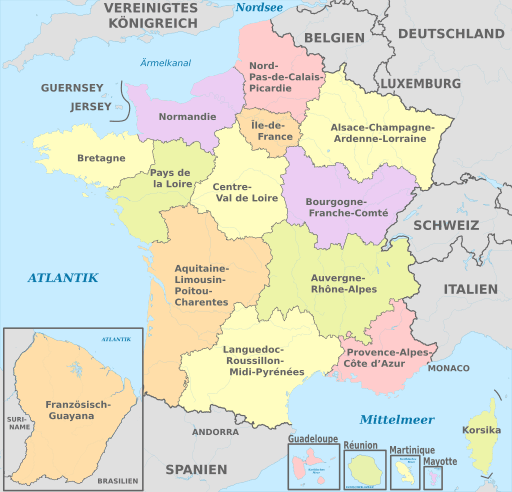 France, administrative divisions - de (+overseas) - colored 2016